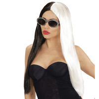 pruik, zwart/wit demonia