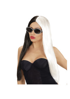 pruik, zwart/wit demonia