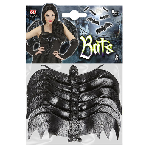 set van 6 vleermuizen, 13,5cm