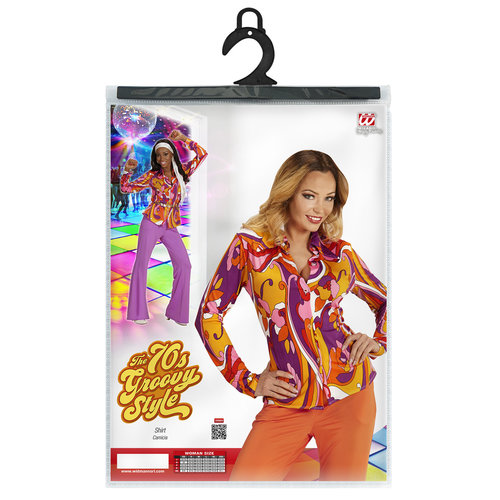 groovy 70's dames shirt, orchidee s/m