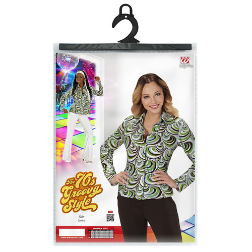 groovy 70's dames shirt, golven l/xl