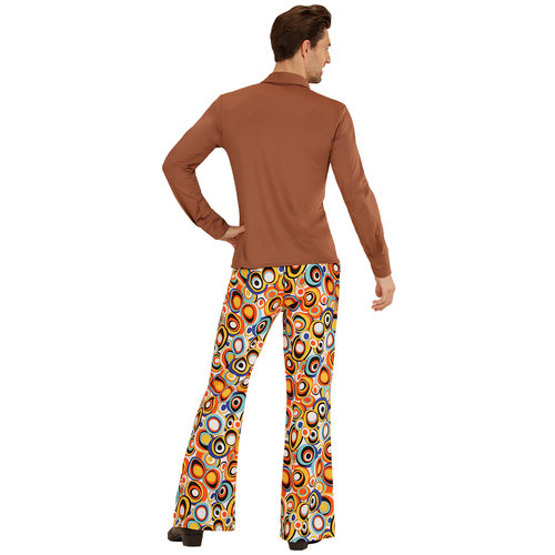 groovy 70's heren shirt, bruin s/m