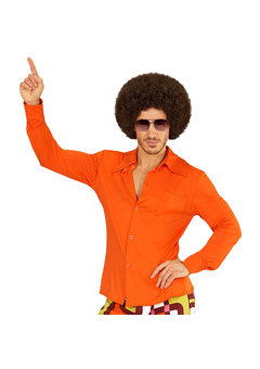 groovy 70's heren shirt, oranje s/m