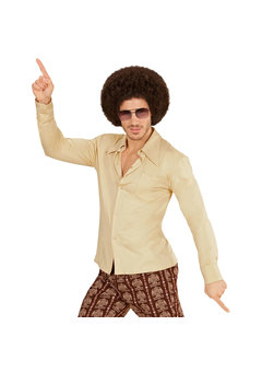 groovy 70's heren shirt, beige l/xl