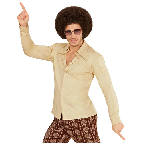 groovy 70's heren shirt, beige l/xl