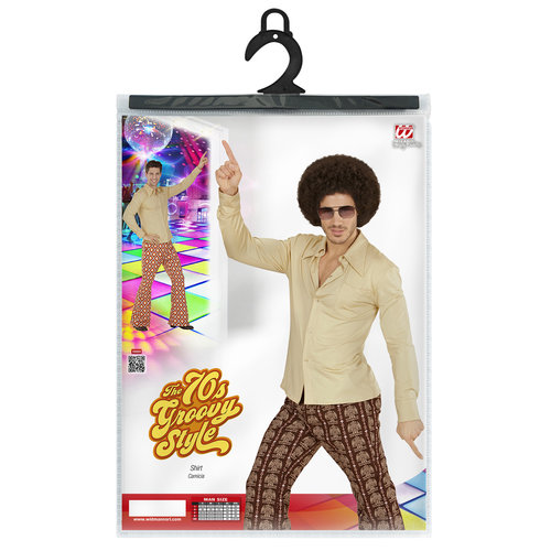 groovy 70's heren shirt, beige l/xl