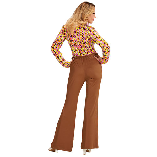 groovy 70's dames broek, bruin s/m