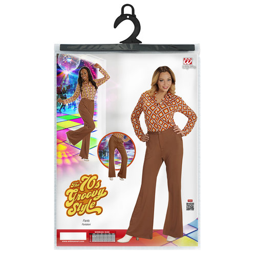 groovy 70's dames broek, bruin s/m