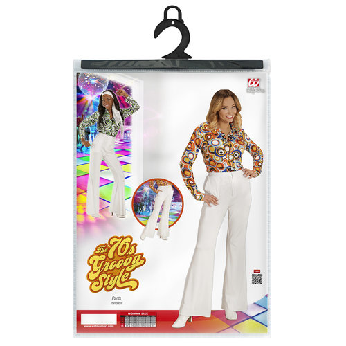 groovy 70's dames broek, wit s/m