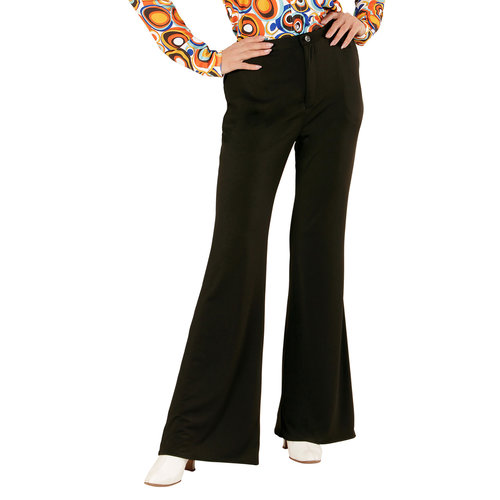 groovy 70's dames broek, zwart s/m