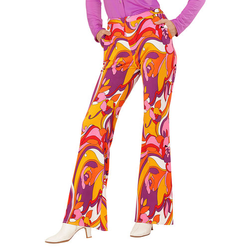 groovy 70's dames broek, orchidee s/m