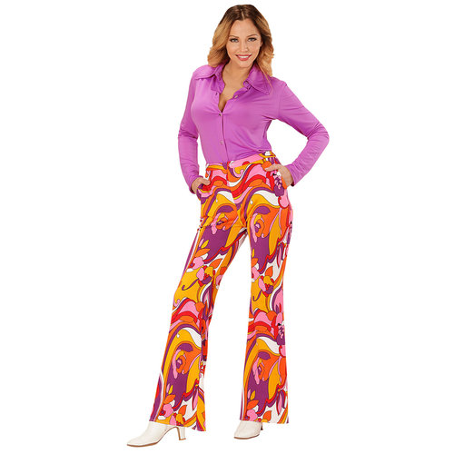 groovy 70's dames broek, orchidee s/m