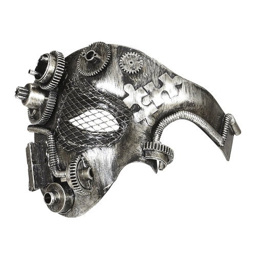 halfgezichtmasker steampunk, zilver