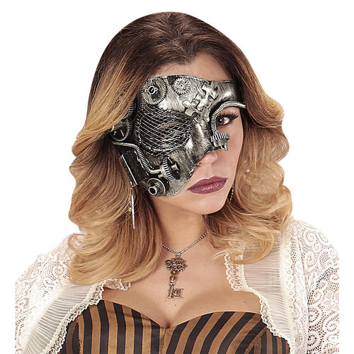 halfgezichtmasker steampunk, zilver