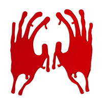 raamstickers 20cm, bloederige hand