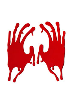 raamstickers 20cm, bloederige hand