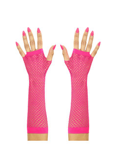 vingerloze handschoenen lang neon rose
