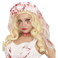 bruidsluier met rozen, bebloed