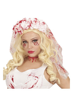 bruidsluier met rozen, bebloed