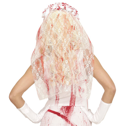 bruidsluier met rozen, bebloed