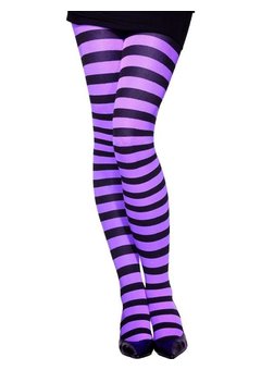 Panty zwart paars gestreept kinderen