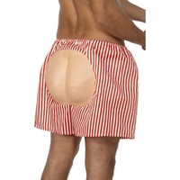 Mooie rood wit gestreepte blote billen broek