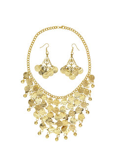 ketting met oorbellen gouden muntjes