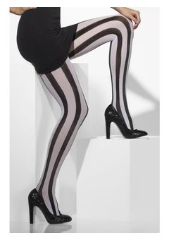 Zwart wit gestreepte panty dames