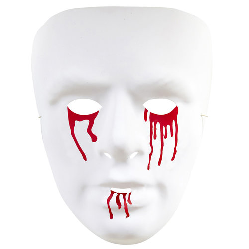 pvc masker, bloedende ogen en mond
