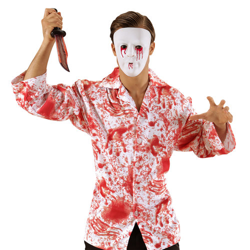 pvc masker, bloedende ogen en mond