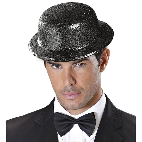 glitter bolhoed, zwart