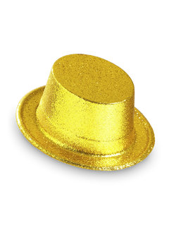 glitter hoge hoed, goud