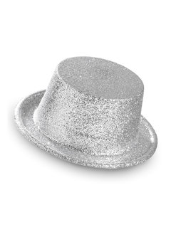glitter hoge hoed, zilver