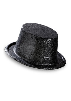 glitter hoge hoed, zwart