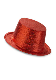 glitter hoge hoed, rood