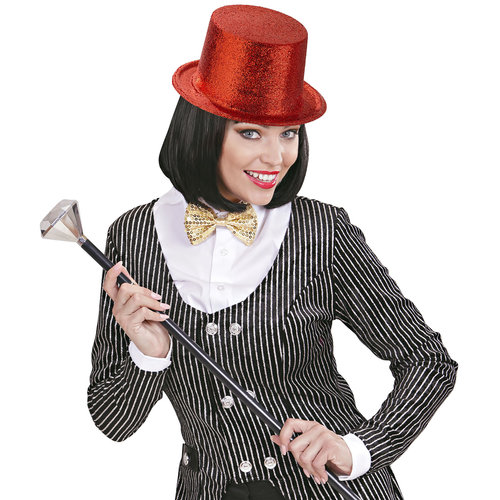 glitter hoge hoed, rood