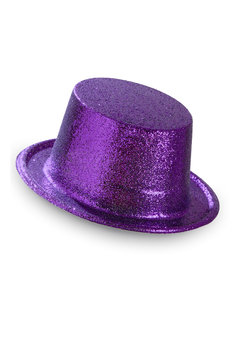 glitter hoge hoed, paars