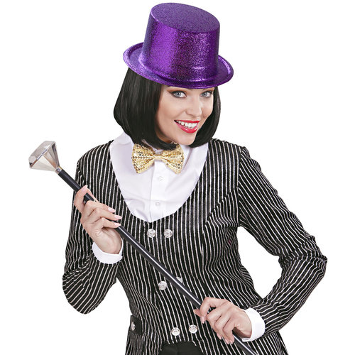 glitter hoge hoed, paars