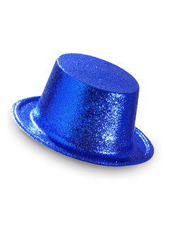 glitter hoge hoed, blauw