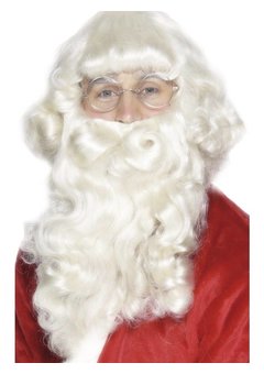 Kerstmanbaard met pruik luxe