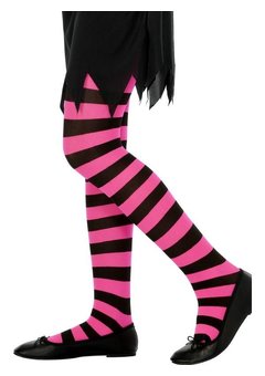 Panty zwart fuchsia gestreept kinderen