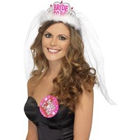 Tiara bruidssluier  bride to be in de kleur wit