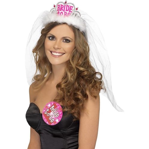 Tiara bruidssluier  bride to be in de kleur wit