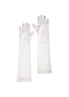glamourgirl handschoenen satijn, kind wit