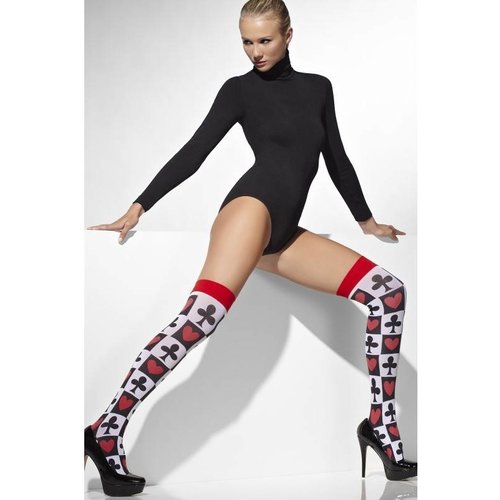 Mooie hoge kousen met print kaartspel