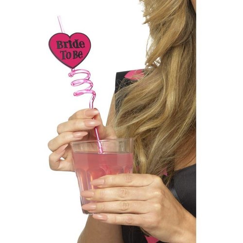 Set van 6 roze rietjes met opdruk bride to be