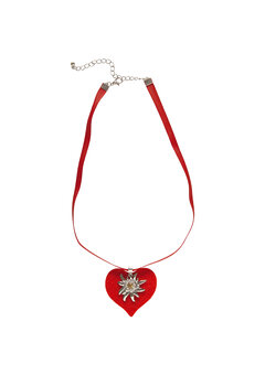 ketting met rood hart en edelweiss