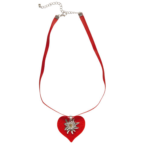 ketting met rood hart en edelweiss