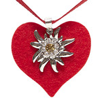 ketting met rood hart en edelweiss