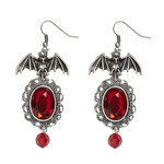 vleermuis oorringen met rode steen